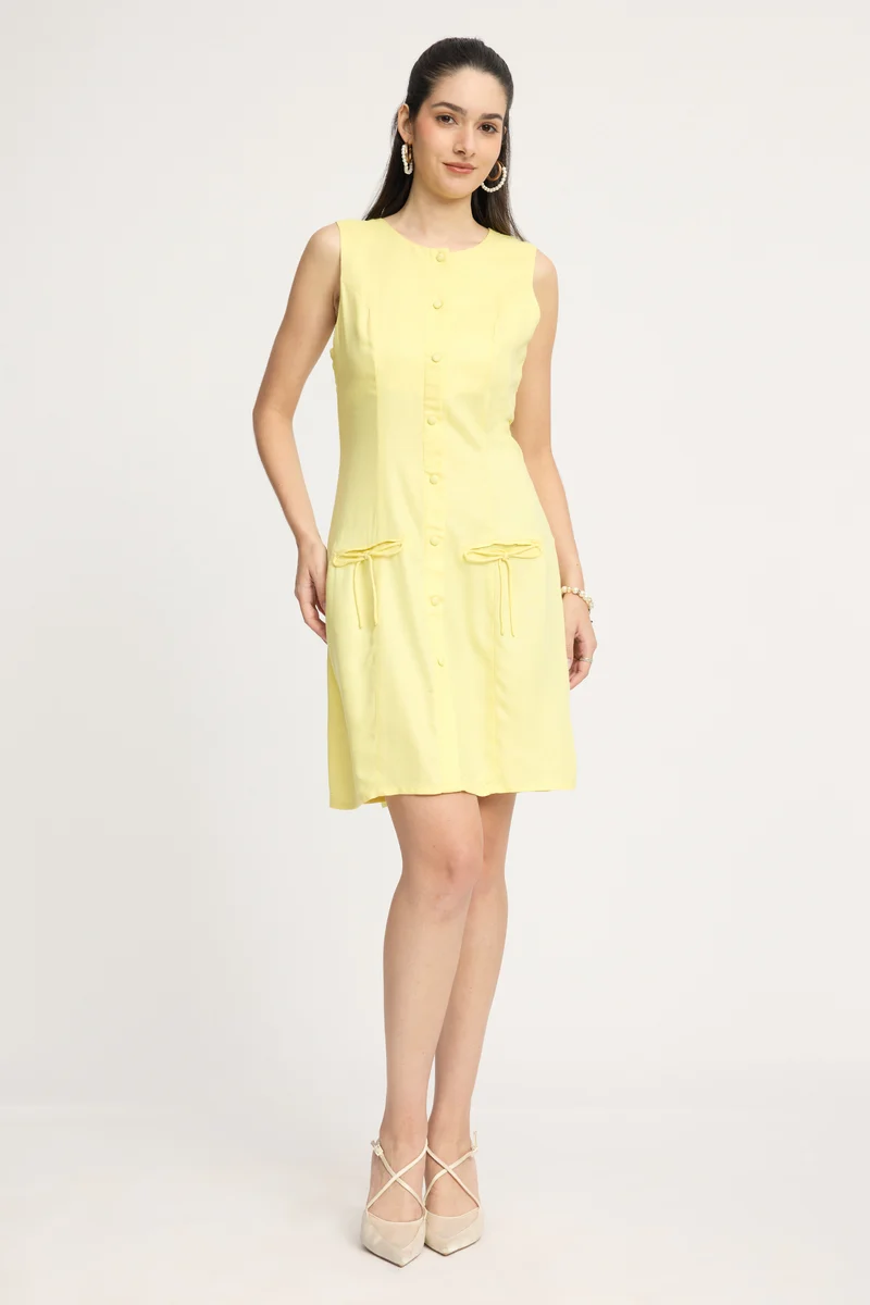 Janae|100% Viscose Button Down Sheath Dress