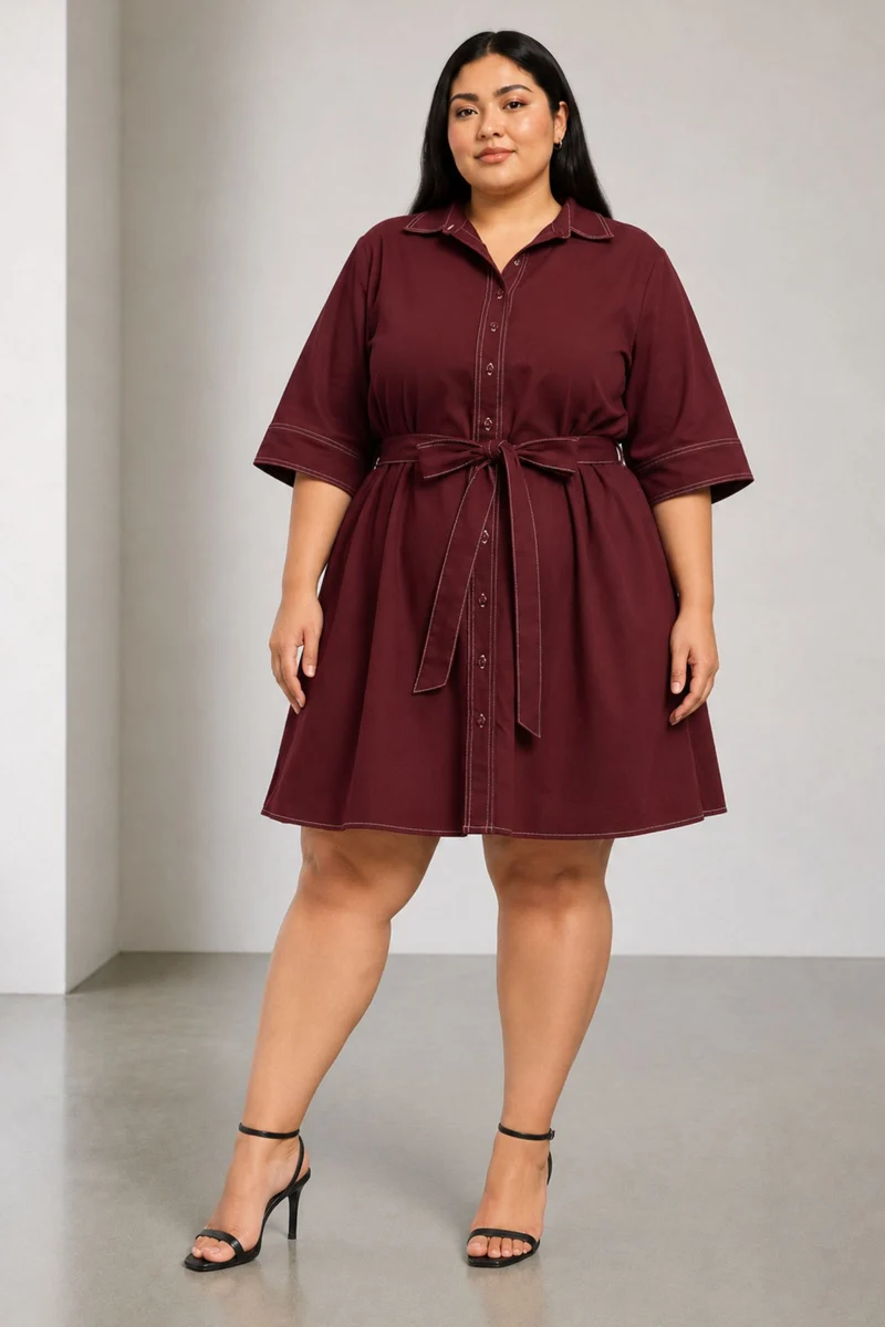 Estelle|100% Cotton Aline Belted Dress