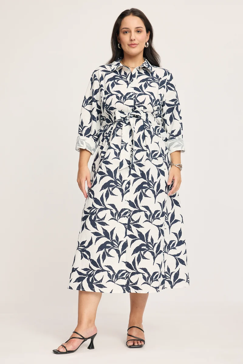 Tatiana|100% Cotton Fit & Flare Shirt Dress