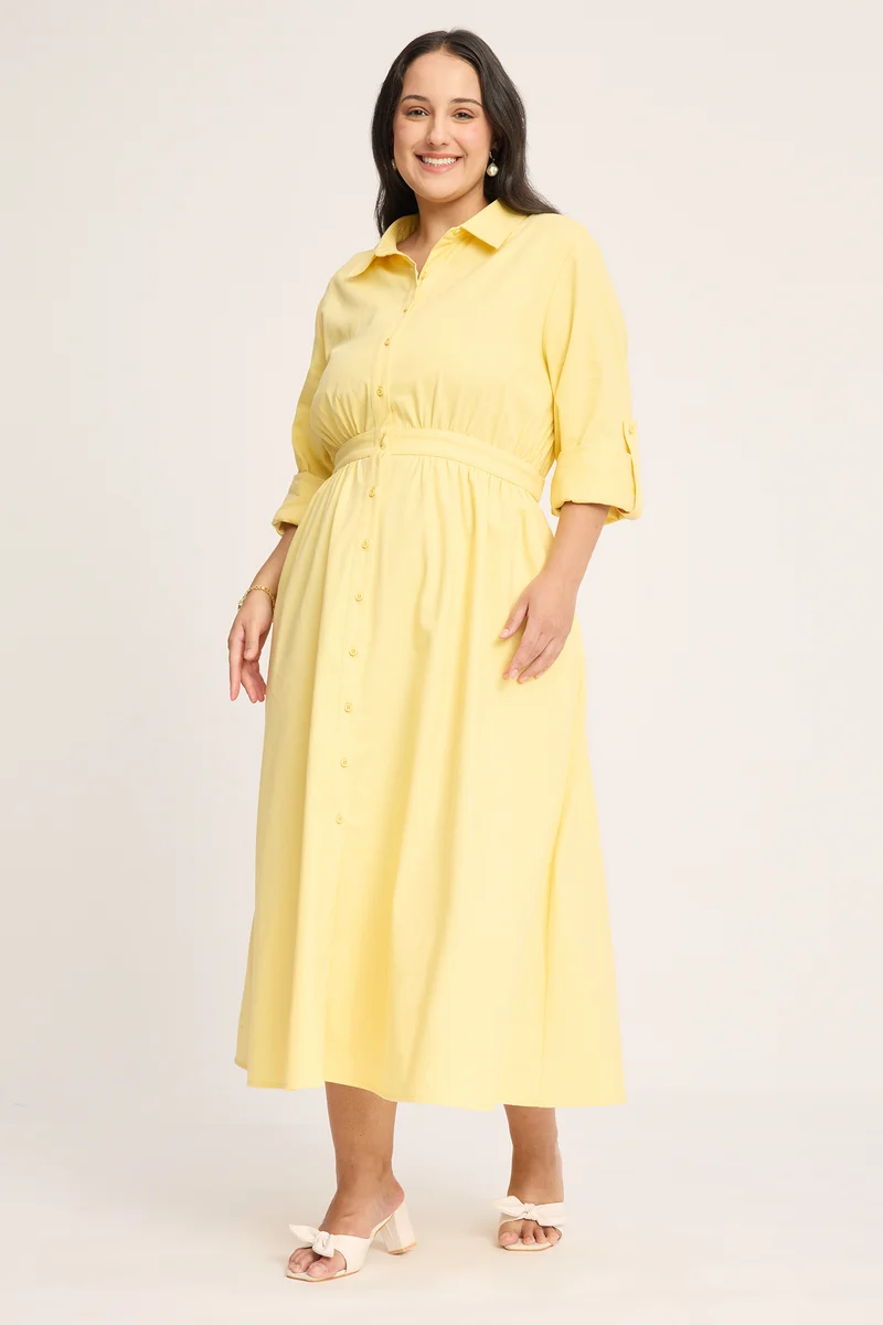 Pauline|100% Cotton Fit & Flare Shirt Dress