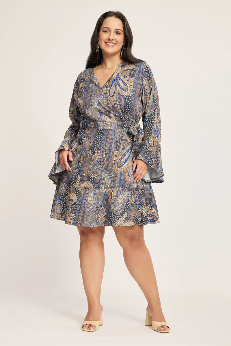 Violetta|100% Viscose Mini Wrap Dress