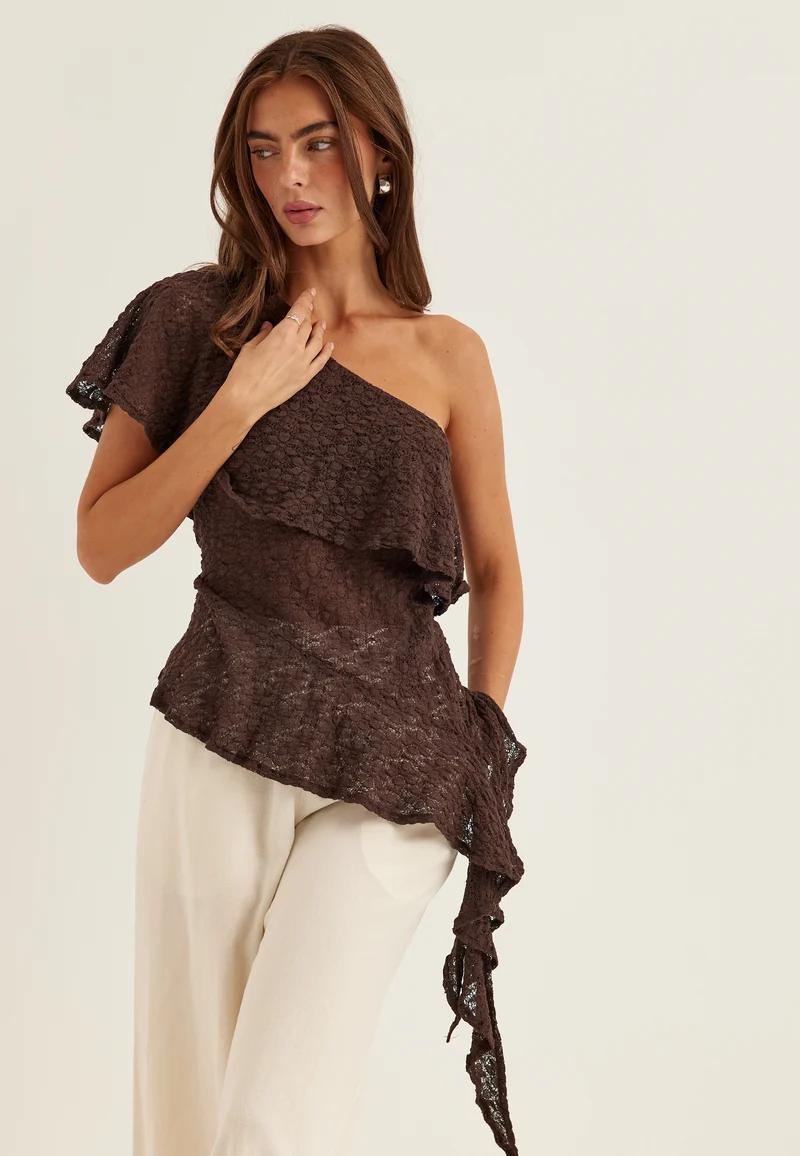 Asymmetric Frill Lace Top