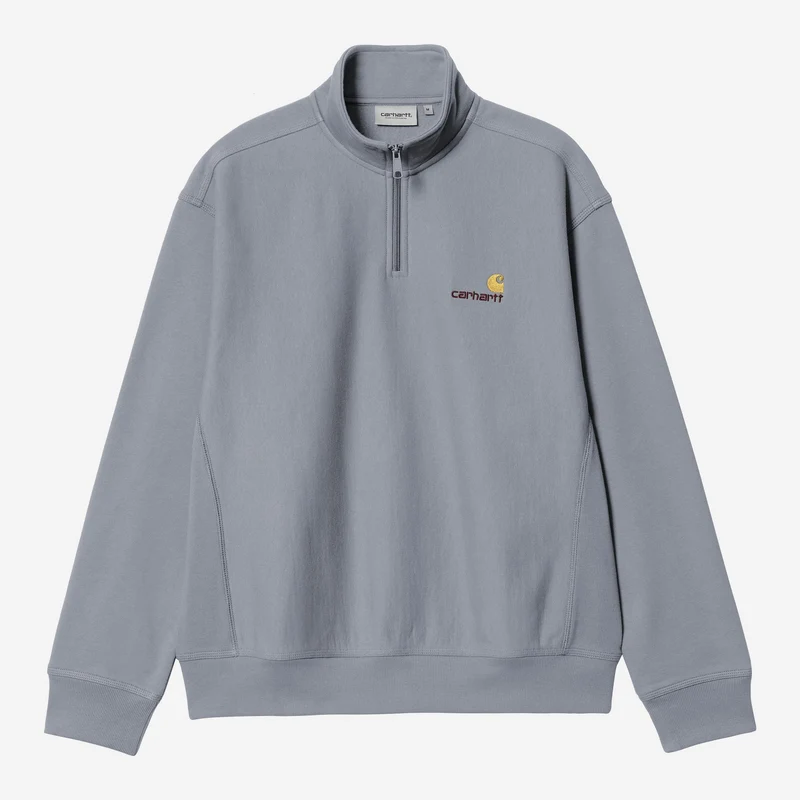 Carhartt WIP Herr Halv dragkedja American Script Träningstopp | Skuggig Blå