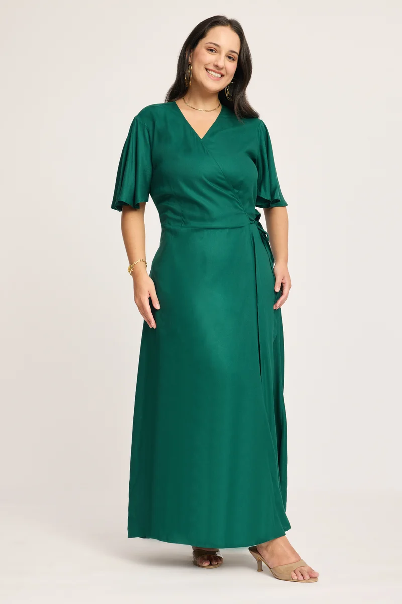 Olena|100% Viscose Maxi Wrap Dress