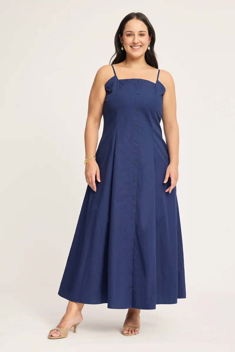 Klara|100% Cotton Fit & Flare Maxi Dress