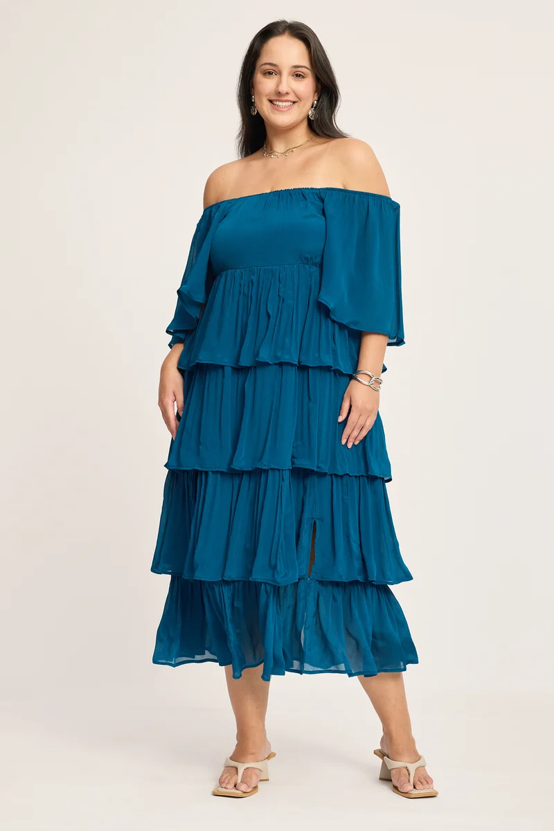 Leonora|100% Viscose Tiered Dress