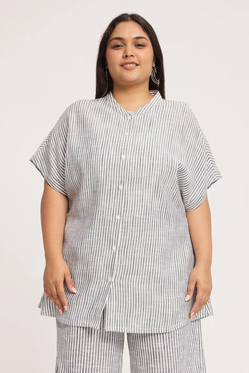 Keeva|100% Cotton Mandarin Collar Shirt