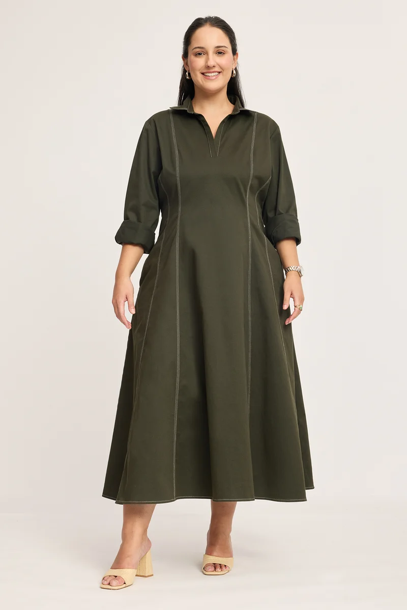 Carina|100% Cotton Collared Dress