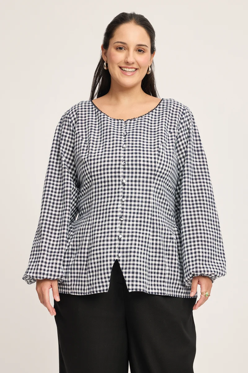 Bozena|100% Cotton Puff Sleeve Top