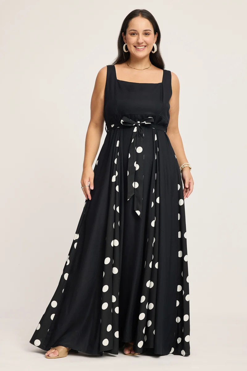 Ivana|100% Viscose Maxi Dress With Godets
