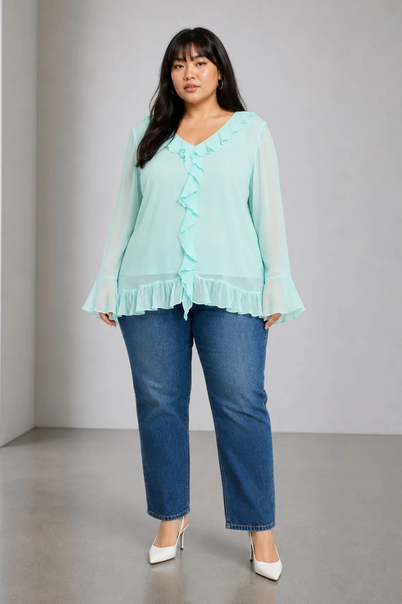Tereza|100% Viscose Ruffle Top