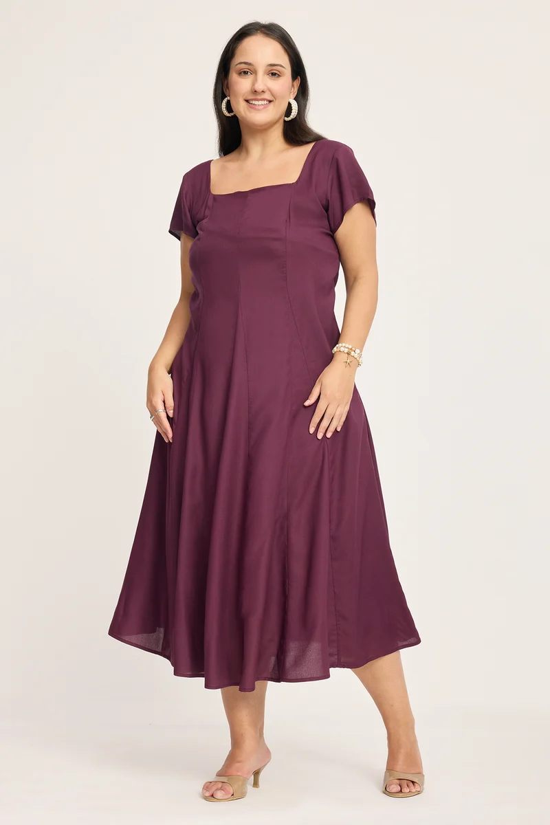 Zofia|100% Viscose Panelled Godet Dress
