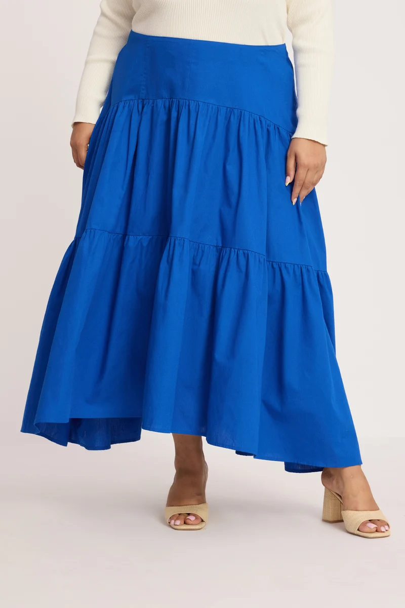 Kavsha|100% Cotton Tiered High Low Skirt