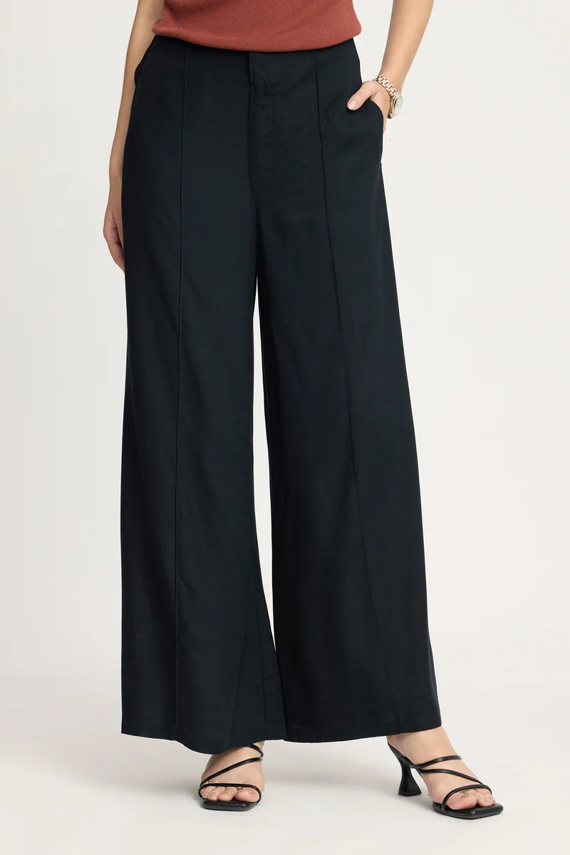 Kinnu|100% Cotton High-Waist Wide Leg Trouser