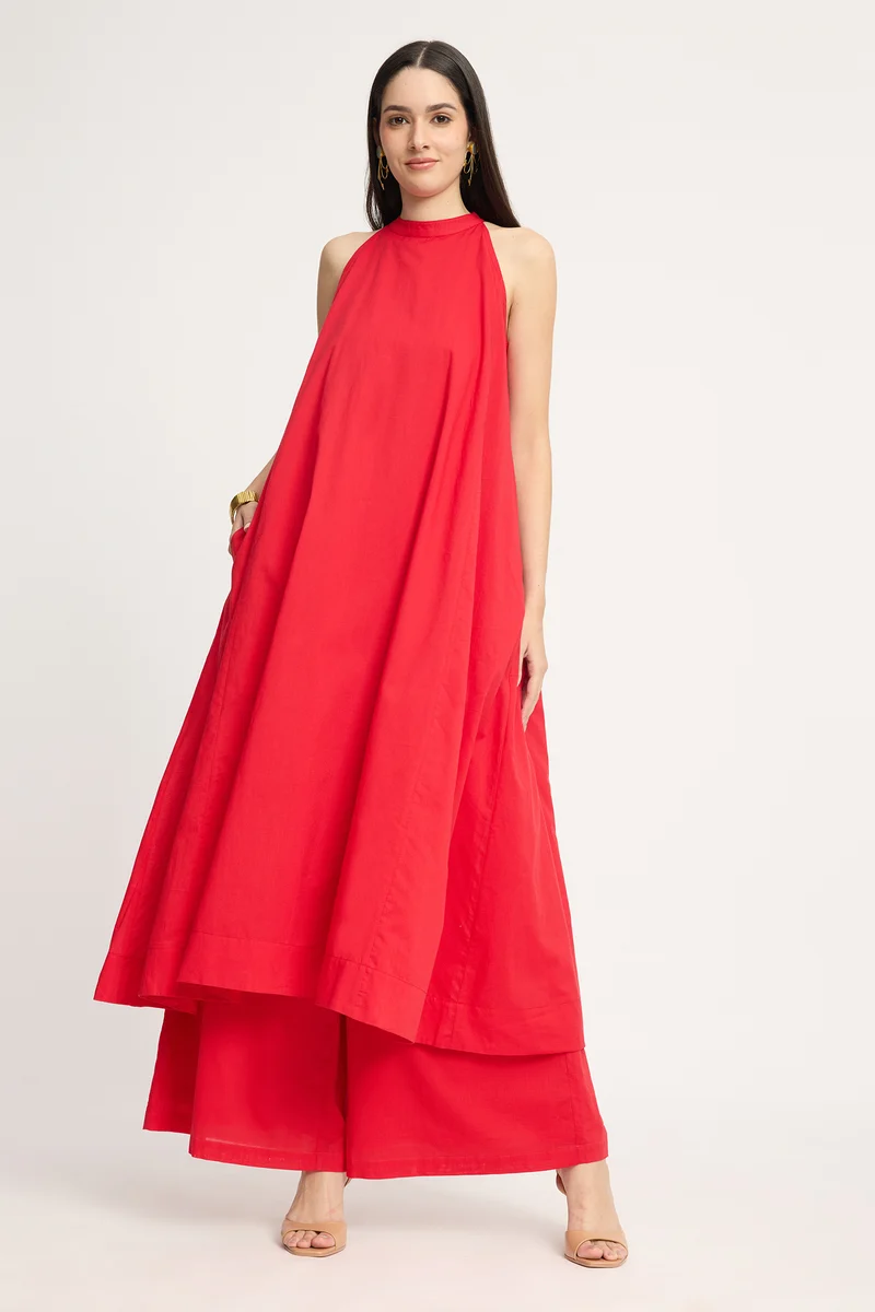 Jannae|100% Cotton Flared Dress With Trouser