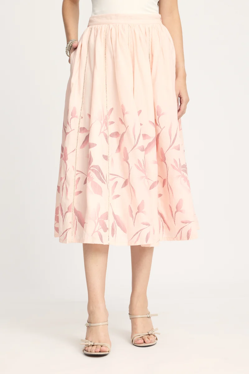 Kistiki|100% Cotton Flared Maxi Skirt