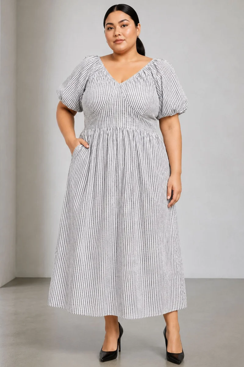 Daniela|100% Cotton Fit And Flare Maxi Dress