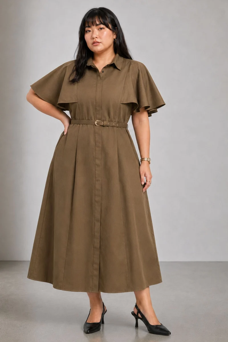 Carmen|100% Cotton Fit & Flare Shirt Dress