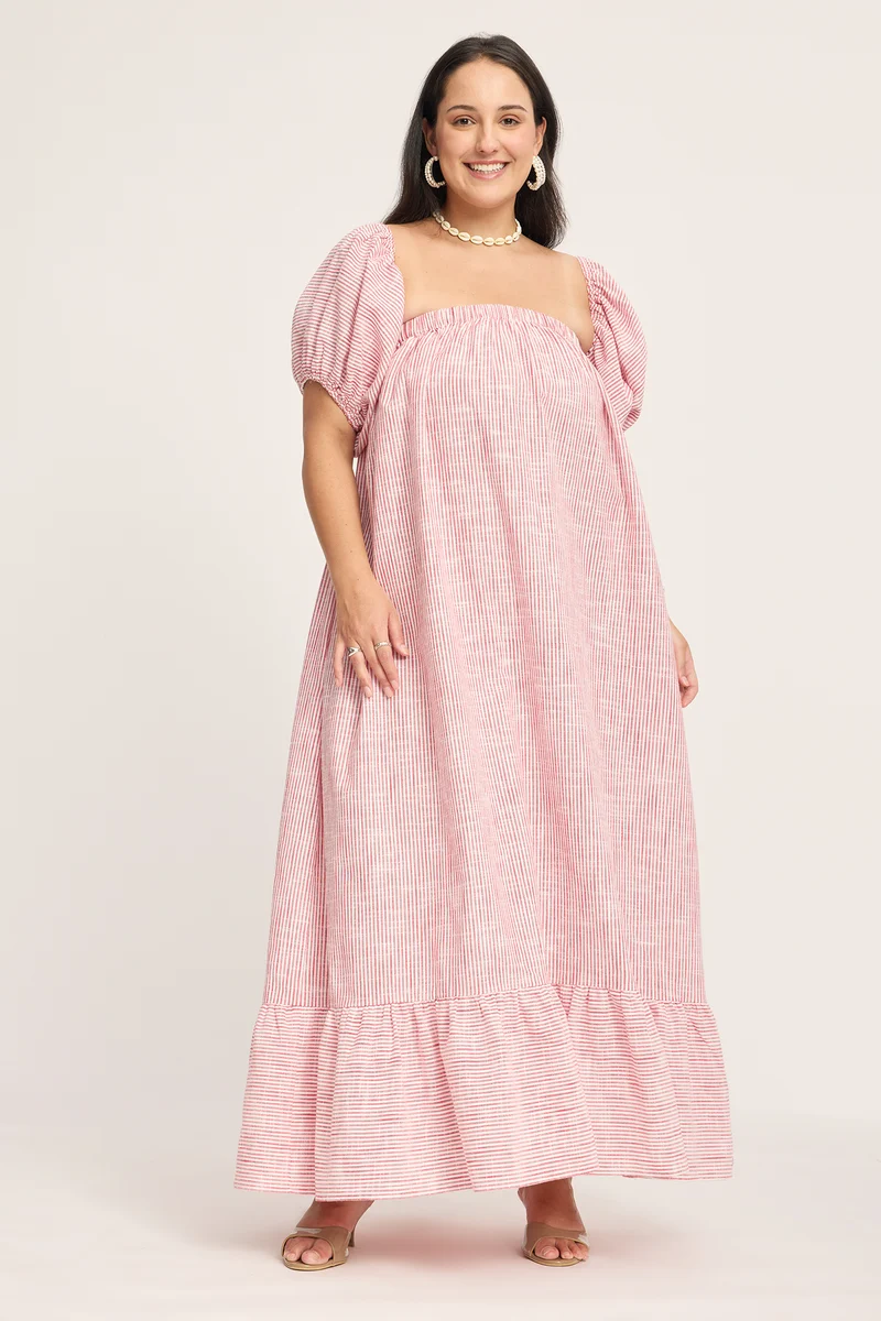 Odette|100% Cotton Striped Dress