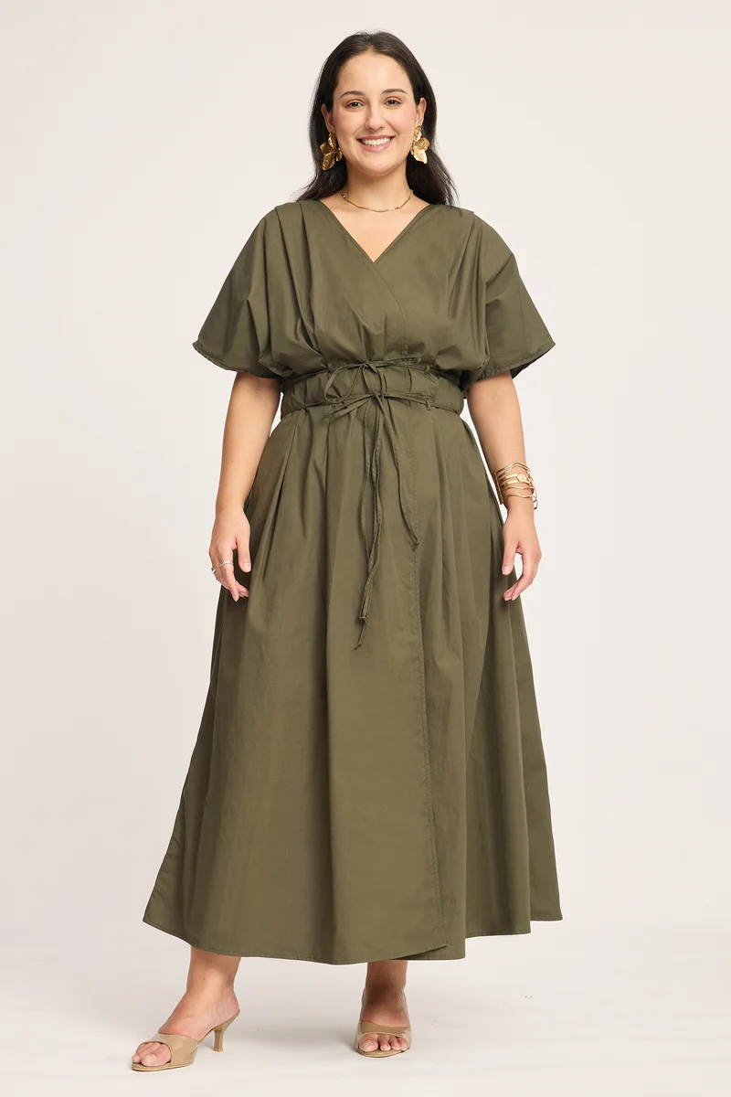 Marta|100% Cotton Maxi Wrap Dress