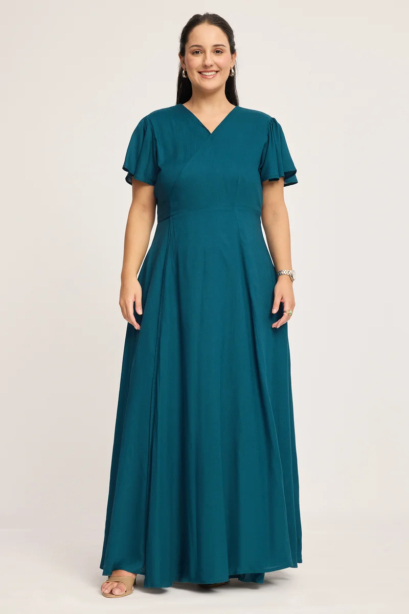 Asta|100% Viscose Wrap Maxi Dress