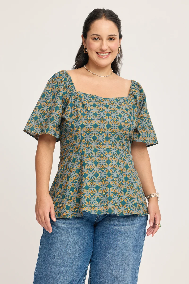 Giulia|100% Cotton Peplum Top