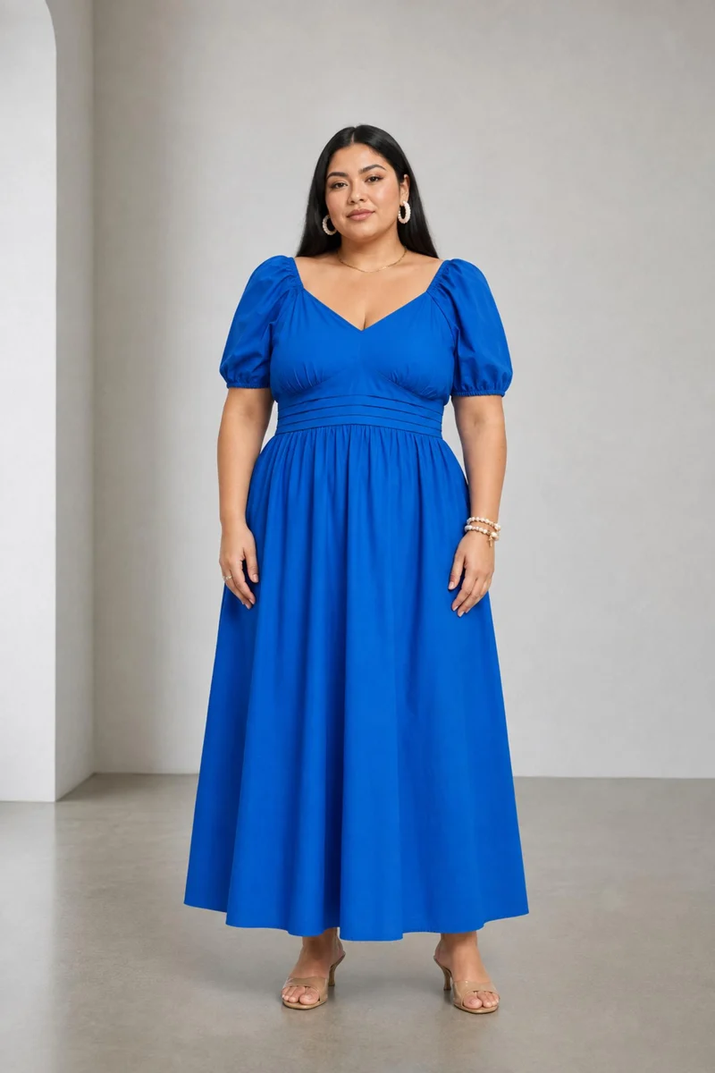 Isadora|100% Cotton Fit And Flare Maxi Dress
