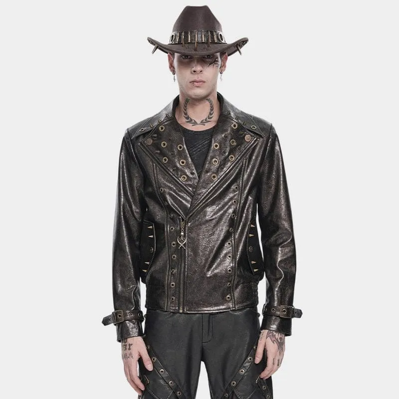 Herr Punk Bikerjacka med Nitar och Skåror