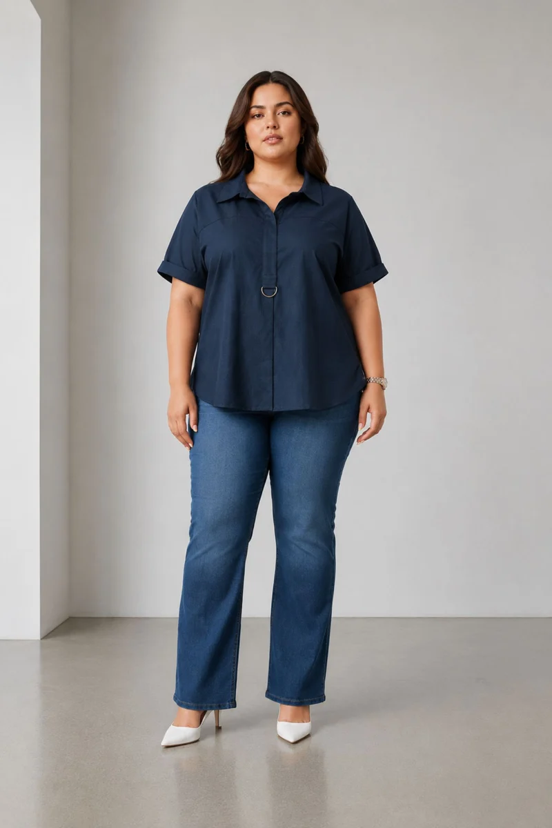 Bhaa|100% Cotton Short- Sleeve Collared