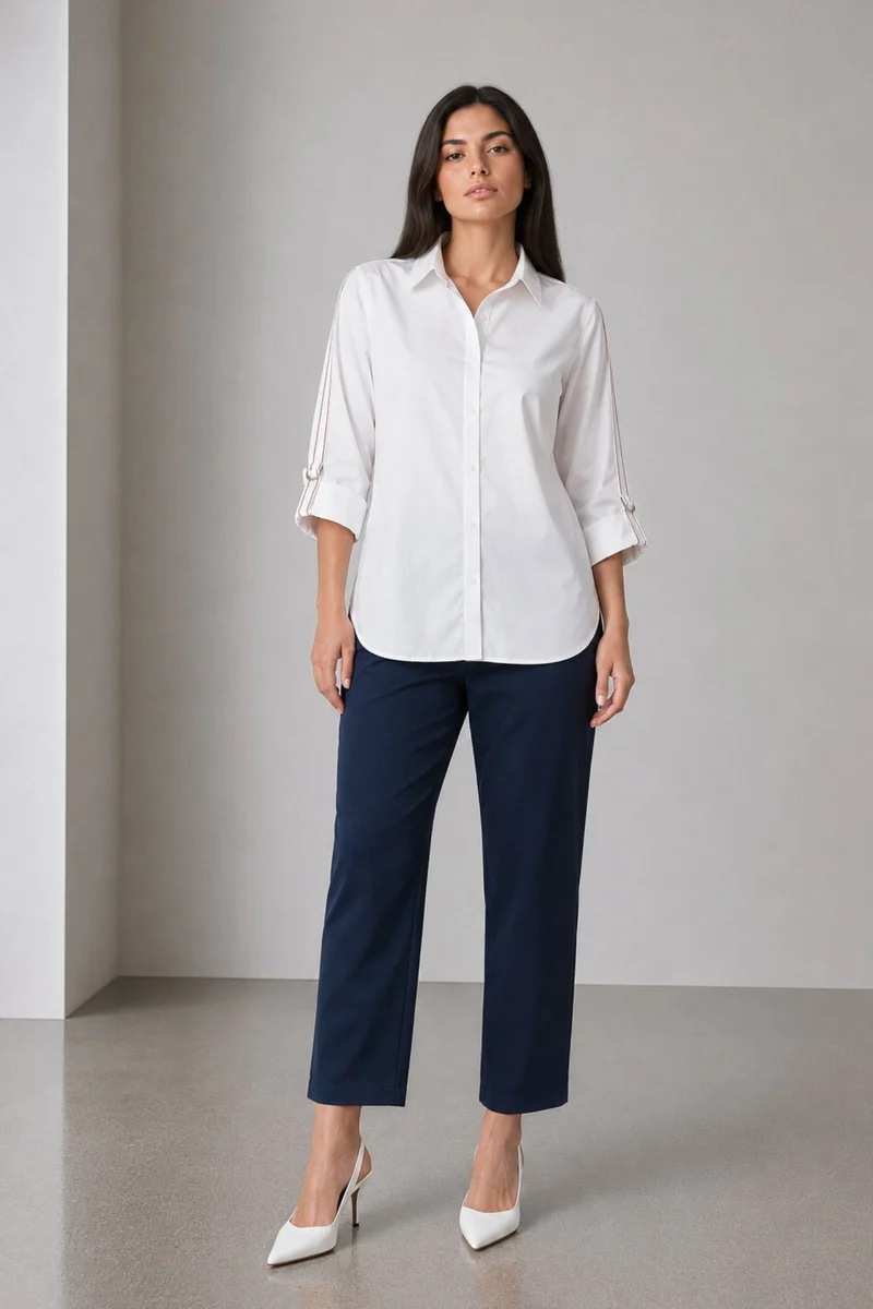 Bhati|100% Cotton Shirt With Sleeve Tape