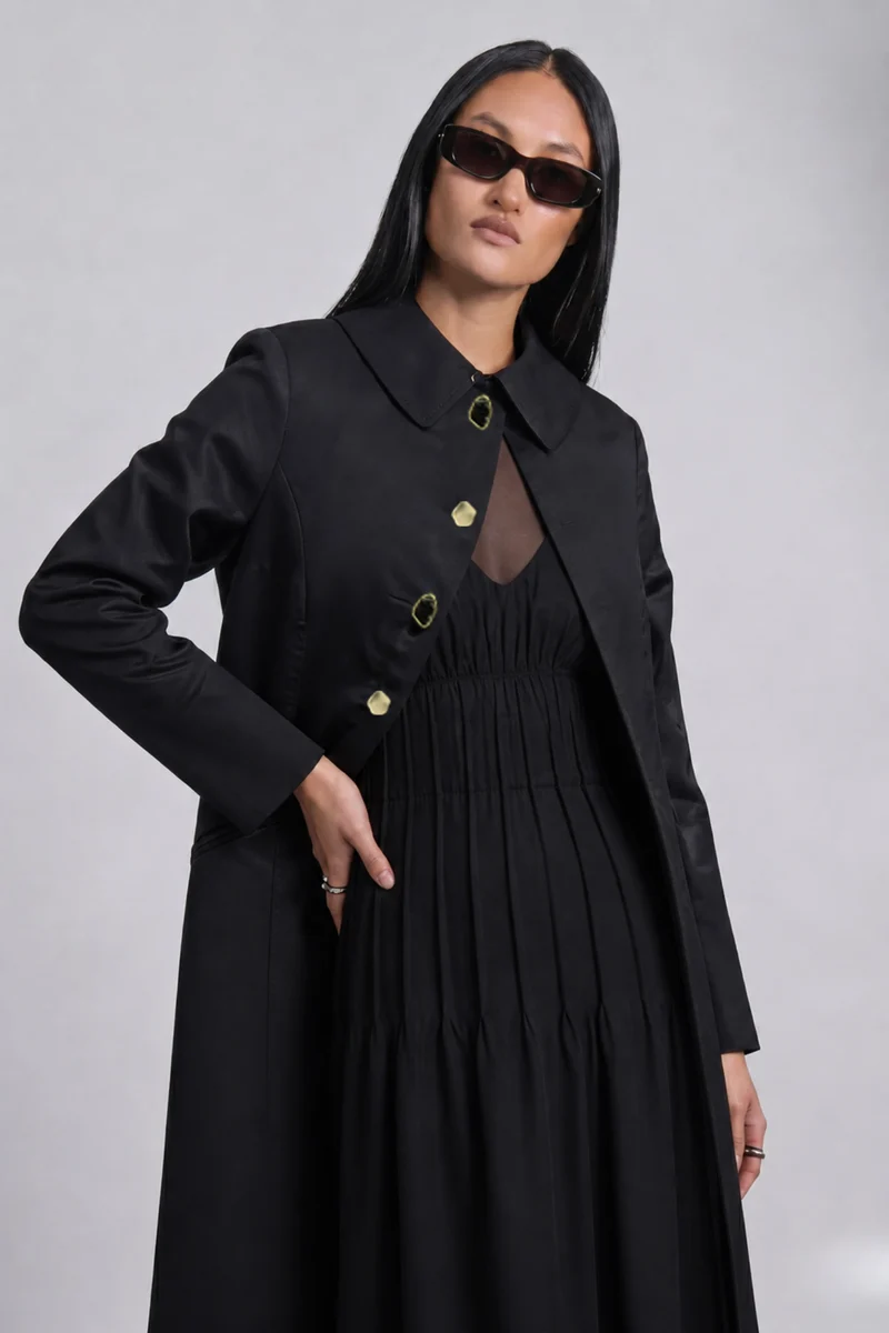 Perry|100% Cotton Long Overcoat