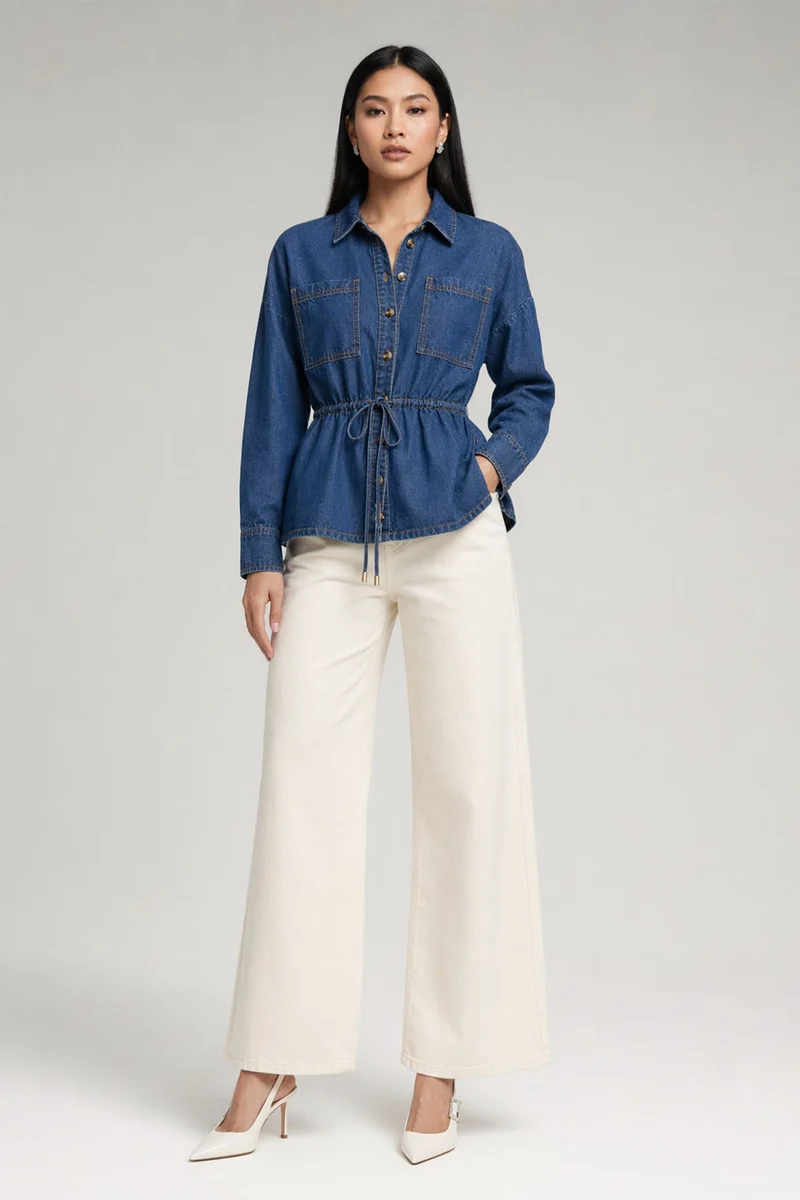 Dinae|100% Cotton Denim Shirt