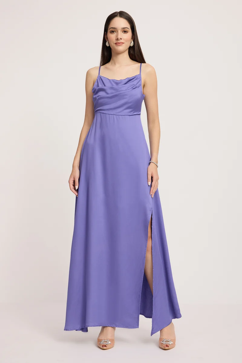 Thubten|100% Viscose Cowl Neck Maxi Dress