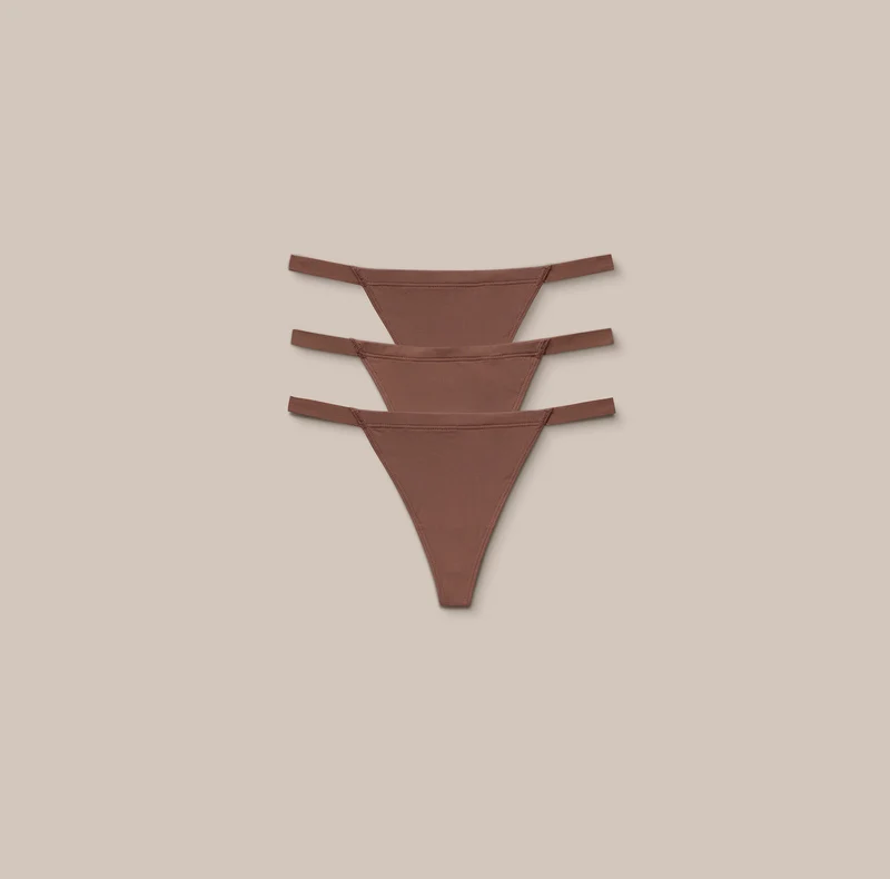 Basic G-string (3-Pack) - Kastanjefärgad