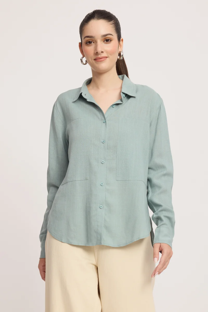 Farima|Relaxed Fit High-Low Hem Shirt