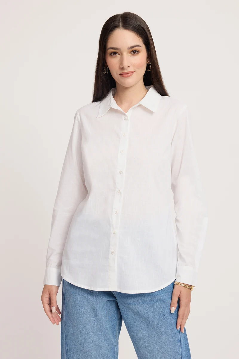 Niasin| 100% Cotton Shirt With Back Slit