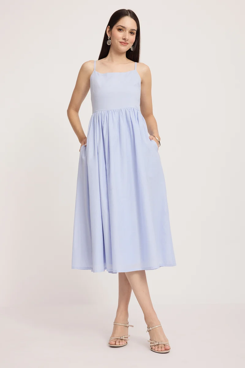 Yalietzi|100% Cotton Strappy Midi Dress