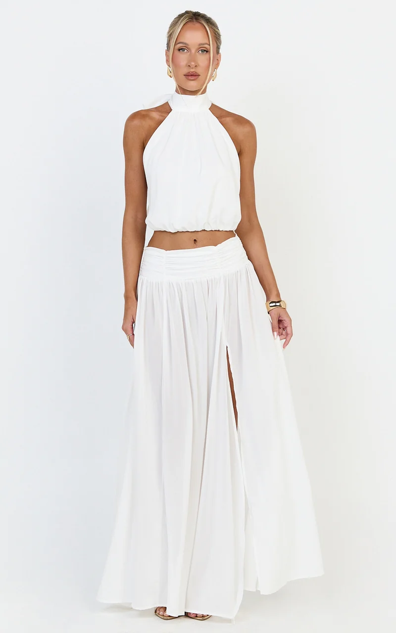 Melanie Top - Halter Neck Top in Cream