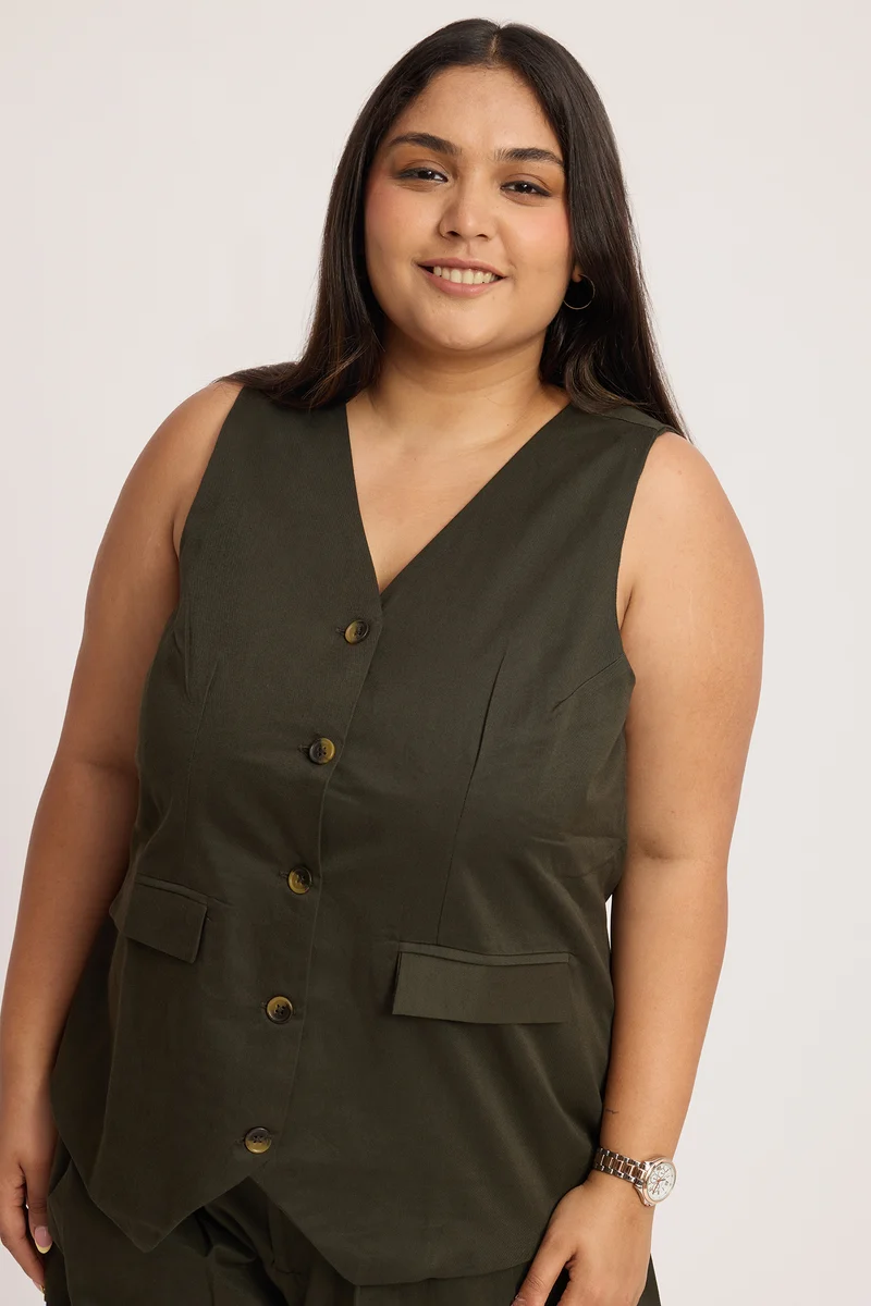 Emiyo|100% Cotton Sleeveless Vest With Buttons
