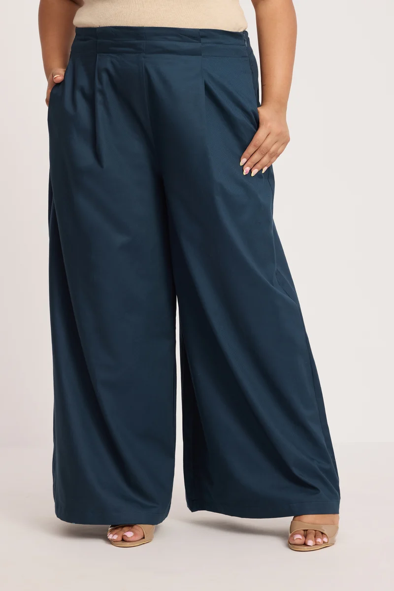 Yarina|100% Cotton High-Waist Trousers