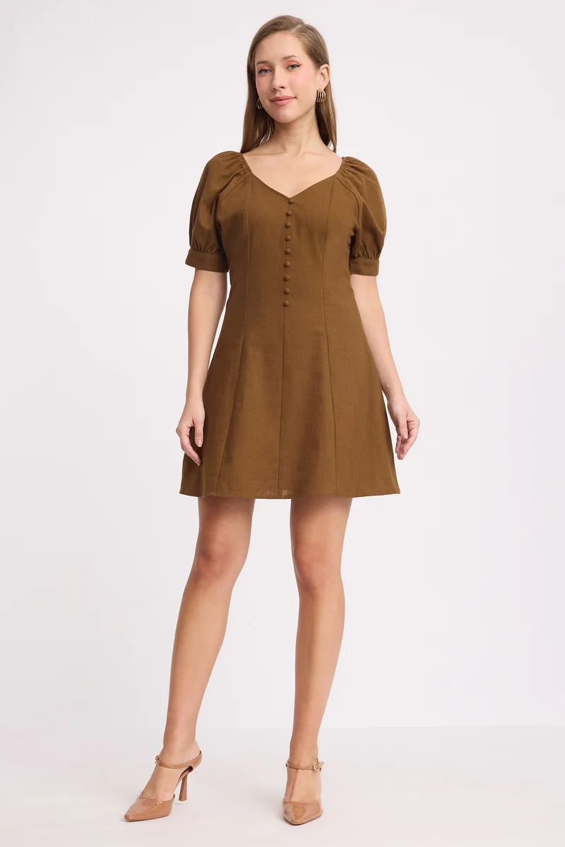 Nanu|100% Cotton Princess Panel Mini Dress