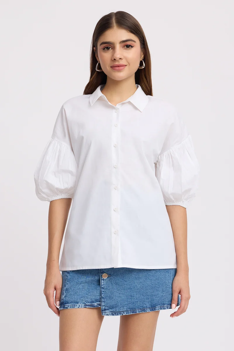 Cannu|100% Cotton Puff Sleeve Shirt