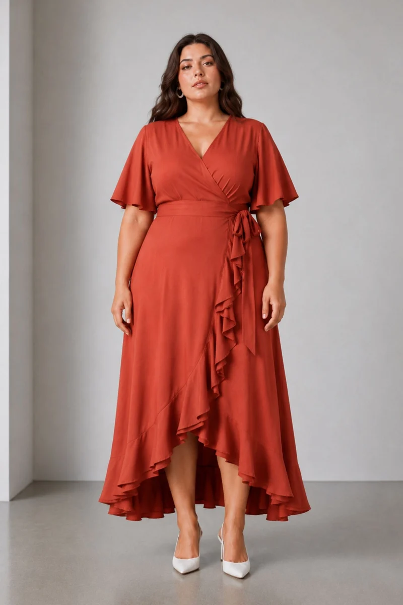 Zaliya|100% Viscose V Neck Wrap Dress