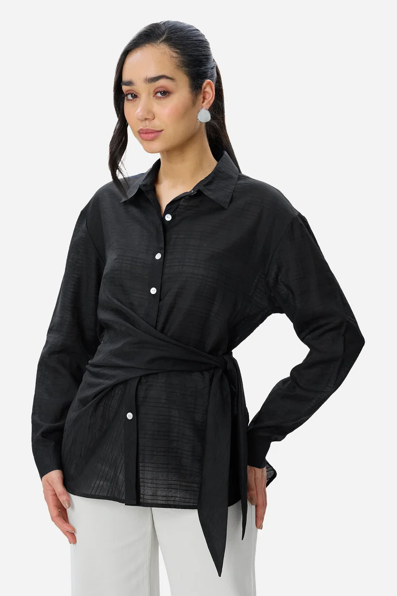 Aggie|Viscose Side Tie-Up Shirt