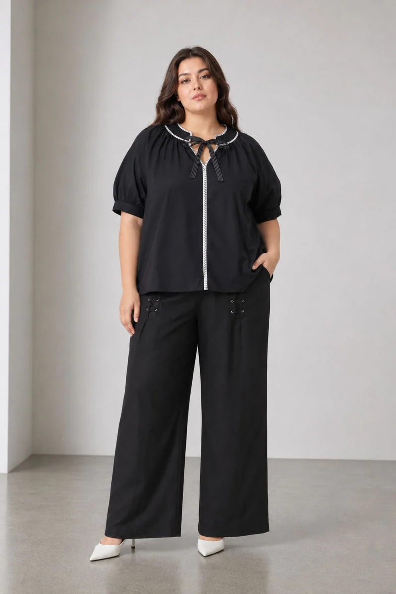 Zilnon|Cotton Half Sleeves Tunic Top