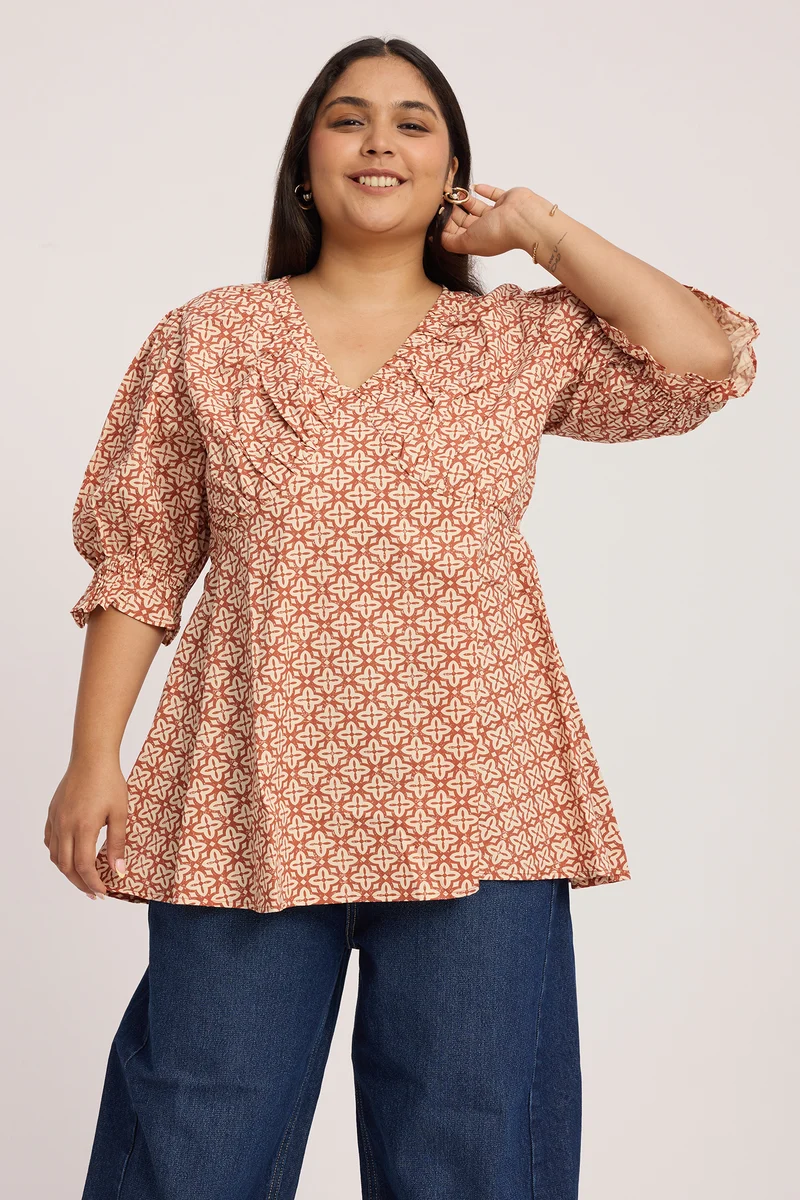 Saona|100% Cotton Peplum Top