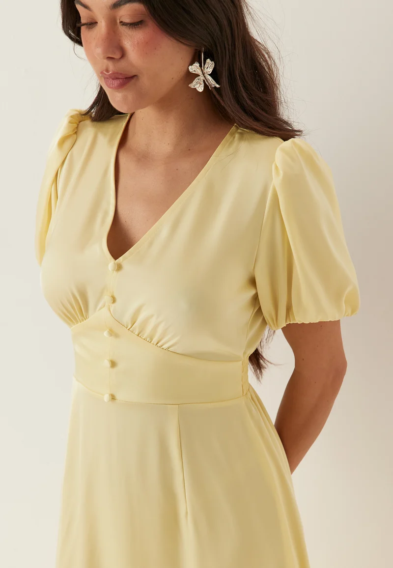 Satin Short Sleeve Maxi Dress