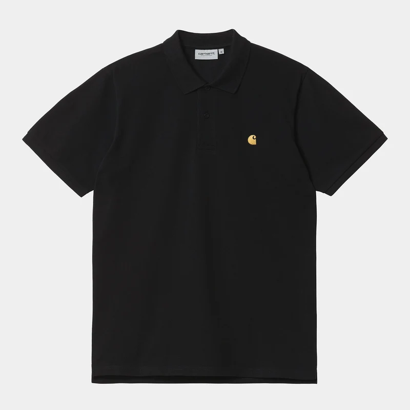 Carhartt WIP Herr Chase Pique kortärmad pikétröja - svart