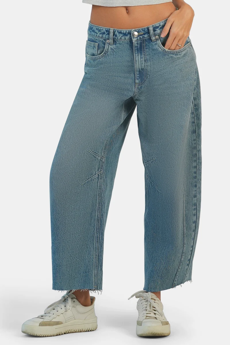 Tyran|100% Cotton Barrel Fit Denim Pants