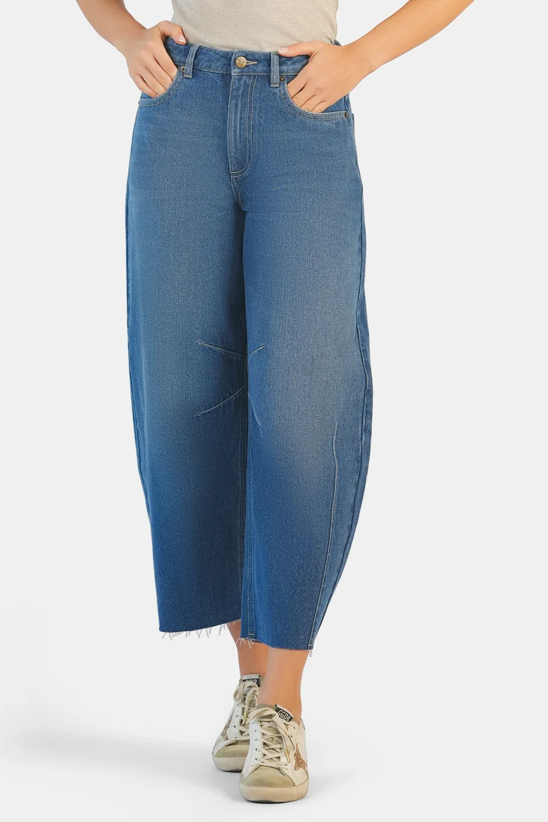 Tyrai|100% Cotton Barrel Fit Denim Pants